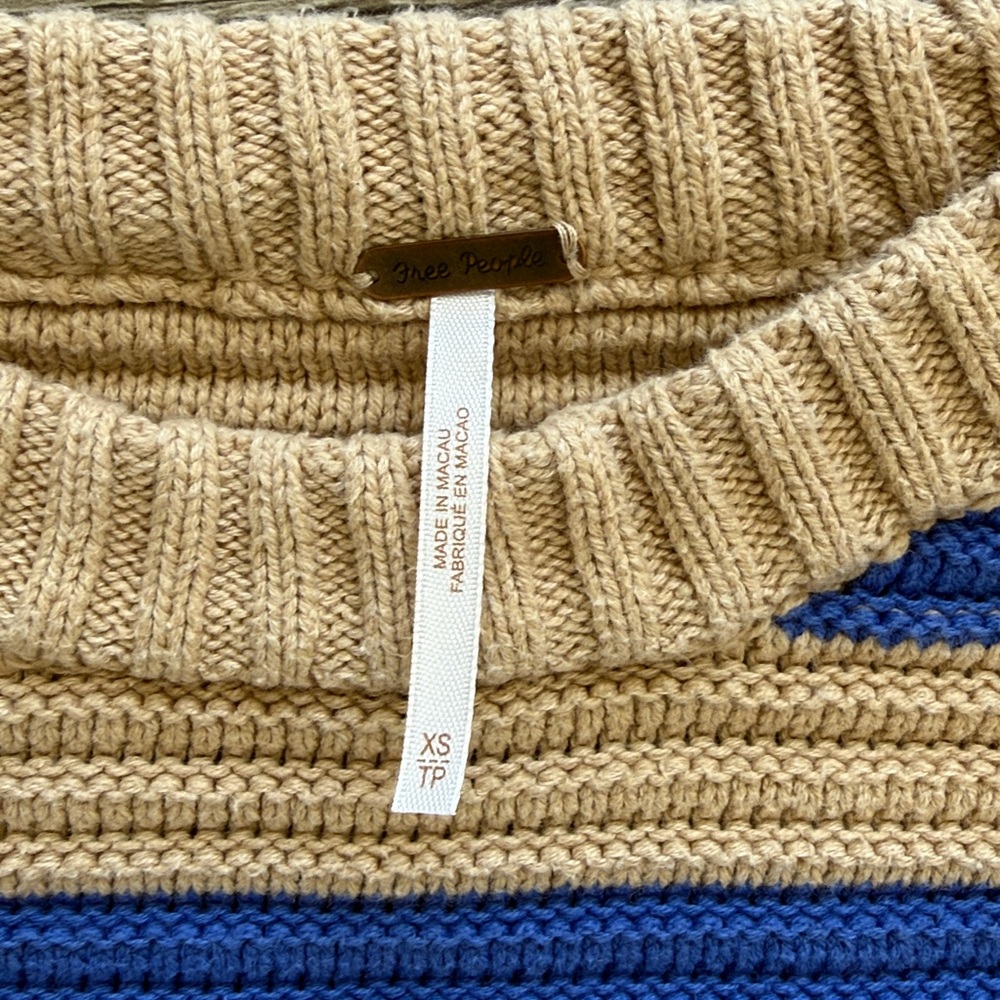 Free People Links Pullover Stripe Slouchy Sweater sz XS - Picture 3 of 8